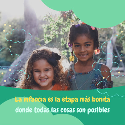 Instagram Post Creator Featuring a Picture of Two Girls and a Happy Quote on Childhood 