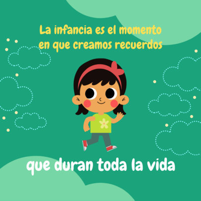 Instagram Post Creator with a Happy Girl Cartoon and a Childhood Quote