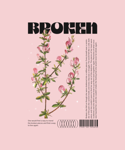 Modern T-Shirt Design Template with Illustrated Flowers