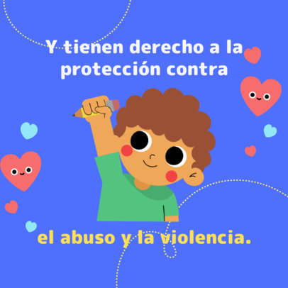 Instagram Post Generator Featuring a Quote on Children's Rights and a Smiling Kid Illustration