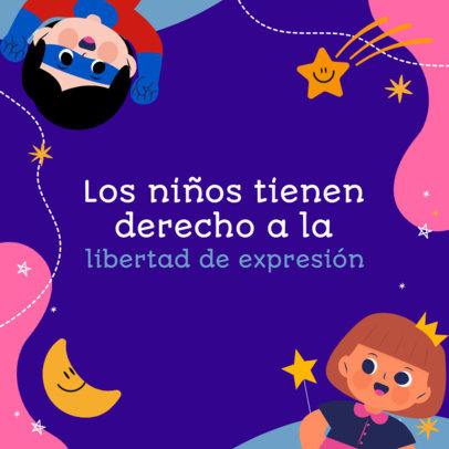 Instagram Post Template Featuring Happy Kid Illustrations and a Quote for Children's Day