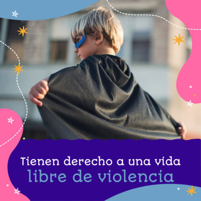 Instagram Post Template for Children's Day Featuring a Picture of a Kid in a Hero Cape
