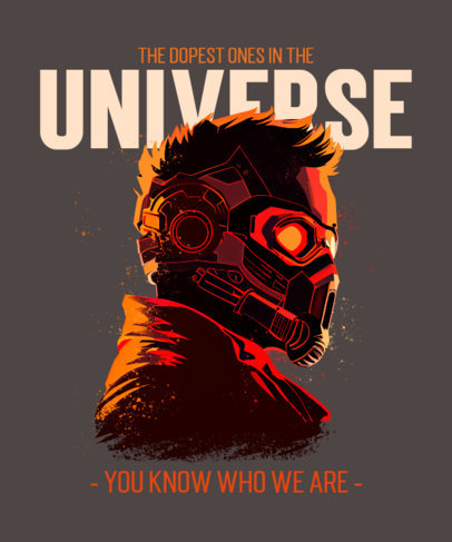 T-Shirt Design Template Featuring an AI-Generated Hero Inspired by Guardians of the Galaxy