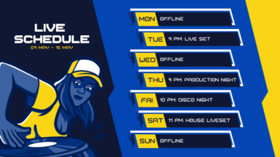 Twitch Screen Template with an Illustrated Character for a Gamer's Live Streaming Calendar