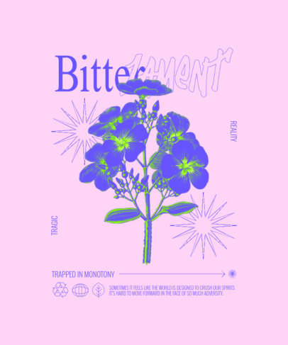 T-Shirt Design Creator Featuring Contrasting Typography and Illustrated Flowers