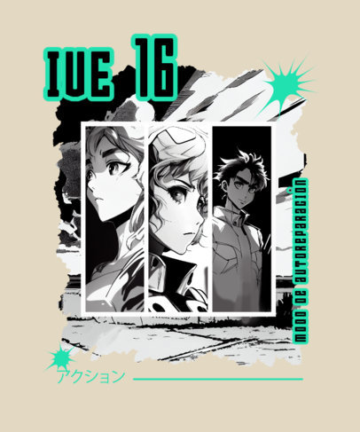 T-Shirt Design Creator Featuring Illustrated Anime Characters Inspired by Genesis Evangelion