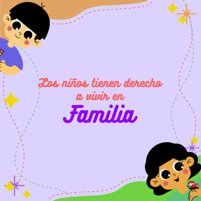 Instagram Post Template for Mexico's Children's Day with Friendly Kids Illustrations
