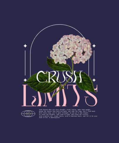 Streetwear T-Shirt Design Template Featuring an Inspiring Quote and a Flower Illustration