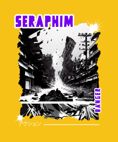 T-Shirt Design Creator with an Illustrated Background Inspired by Evangelion's Anime