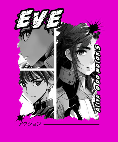 T-Shirt Design Maker Featuring Evangelion-Inspired Anime Character Illustrations