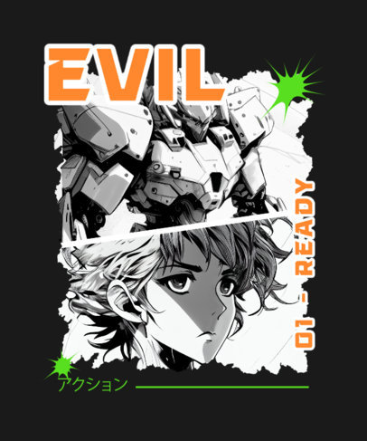 T-Shirt Design Creator with Mecha Anime Illustrations Inspired by Neon Genesis Evangelion