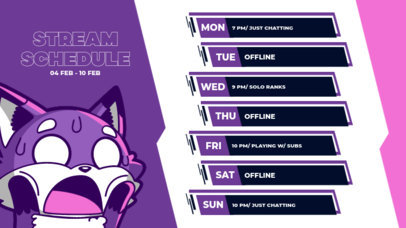 Twitch Screen Generator for a Streaming Schedule with an Illustrated Gaming Character