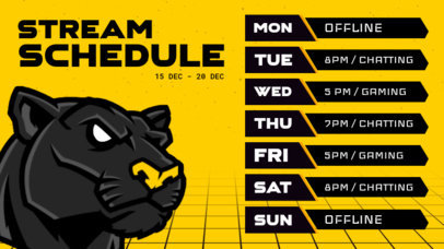 Twitch Screen Generator for a Weekly Streaming Calendar with an Illustrated Gaming Character