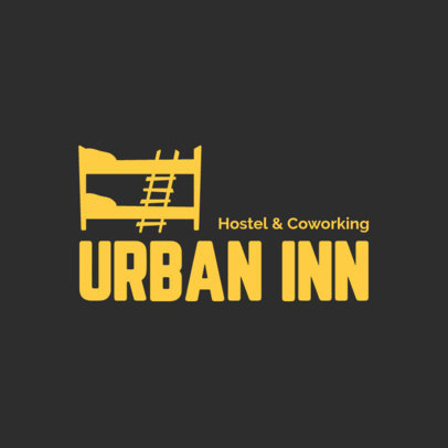 Logo Generator for an Urban Hostel Featuring a Bed Illustration
