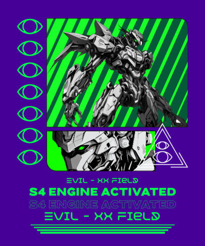 Anime T-Shirt Design Generator Featuring a Robot Inspired by Evangelion