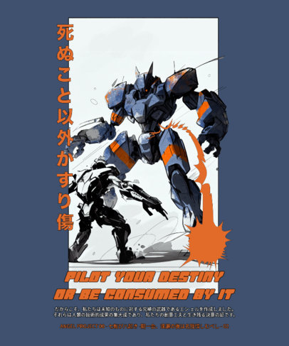 T-Shirt Design Maker Featuring a Machine Character Inspired by Evangelion