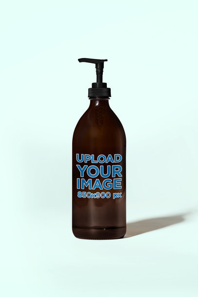 Mockup of a Glass Pump Bottle Placed on a Colorful Backdrop m32210