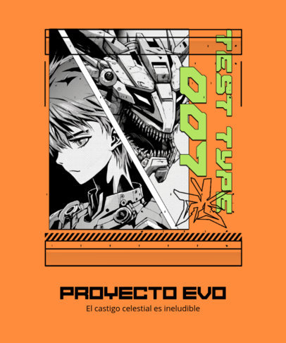 T-Shirt Design Creator Featuring Illustrated Characters Inspired by Evangelion