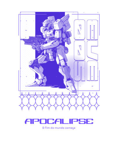 Evangelion-Inspired T-Shirt Design Template Featuring a Robot Character Graphic
