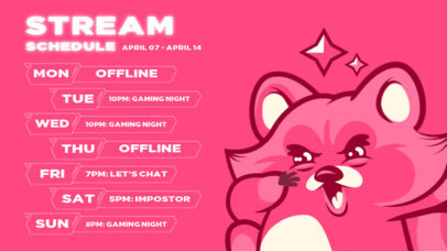 Twitch Screen Generator with a Cute Raccoon Illustration for a Stream Schedule