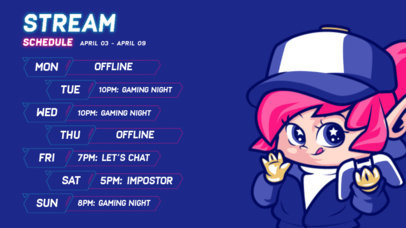 Twitch Screen Template for a Streamer's Weekly Schedule
