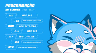 Twitch Screen Creator for a Weekly Live Stream Calendar with a Cute Cartoon