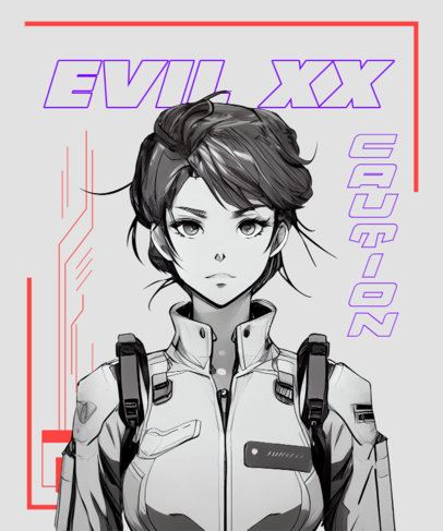 T-Shirt Design Generator Featuring an Evangelion-Inspired Female Character