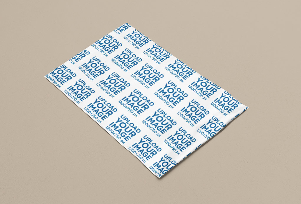 Mockup of a Poly Mailer Placed over a Solid Surface