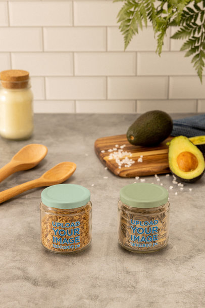 Mockup of Two Glass Jars Placed Next to Each Other