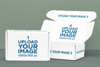 Mockup of Two Boxes Placed Next to Each Other in a Studio