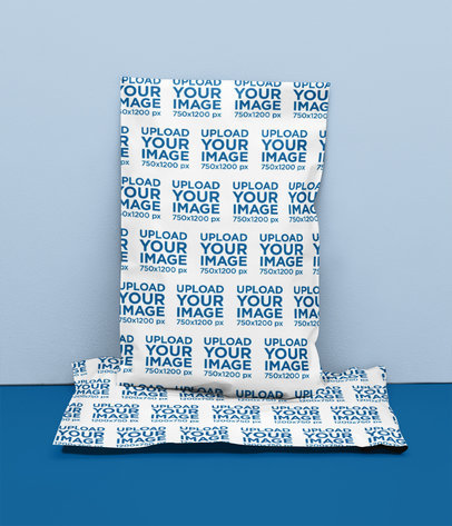 Mockup of Two Poly Mailers Lying on a Colorful Background