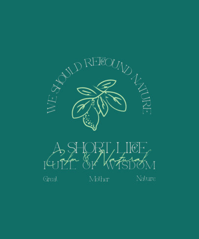 Front T-Shirt Design Creator with Illustrated Leaves and a Customizable Quote