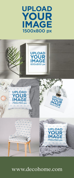Brand Visual Identity Mockup Featuring an Art Print and a Pillow for a Home Decor Brand