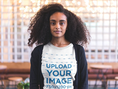 Mockup of a Young Woman Wearing a T-shirt 