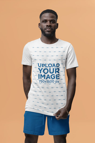 Bella Canvas T-Shirt Mockup Featuring a Bearded Man With a Serious Look