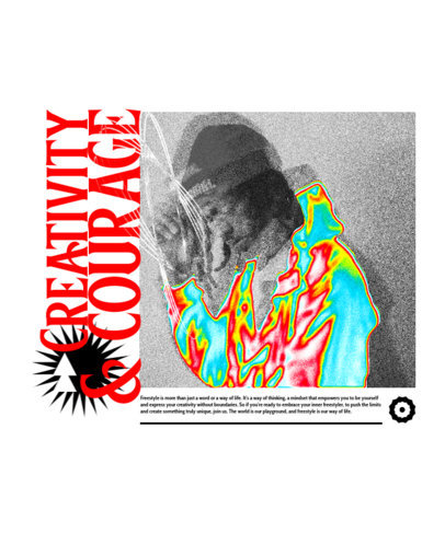 Back T-Shirt Design Template Featuring a Psychedelic Picture with a Quote