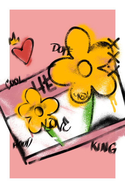 Graffiti Art Print Maker Featuring a Label and Flowers