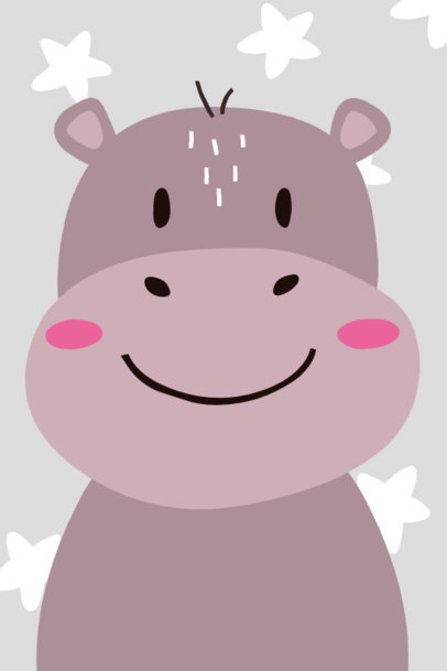 Animal-Themed Art Print Template Featuring a Hippo Graphic