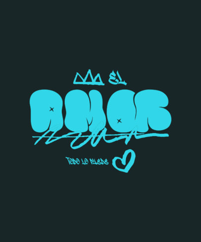 Front T-Shirt Design Template Featuring a Quote in a Bold Font with a Heart Icon