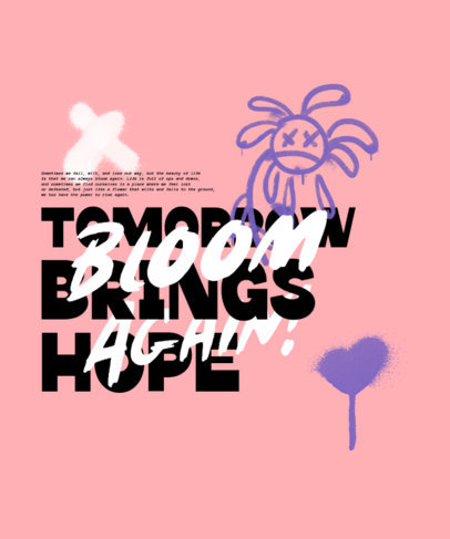 Back T-Shirt Design Creator Featuring Graffiti Doodles with a Hopeful Quote