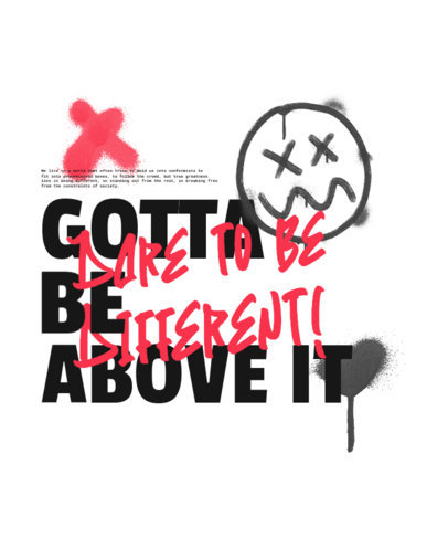 Back T-Shirt Design Generator Featuring a Twisted Graffiti Face with a Motivational Quote