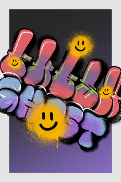 Cool Art Print Maker Featuring Graffiti Emojis