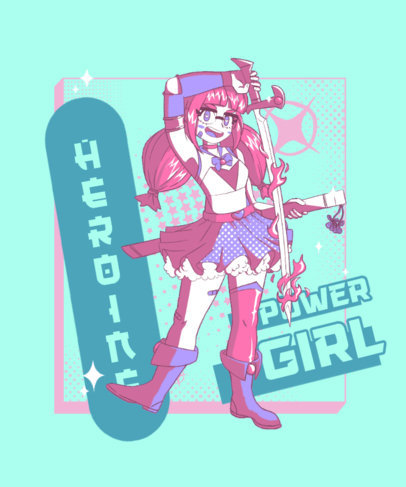 T-Shirt Design Maker with a Female Character Inspired by Magical Girls Anime 5754a
