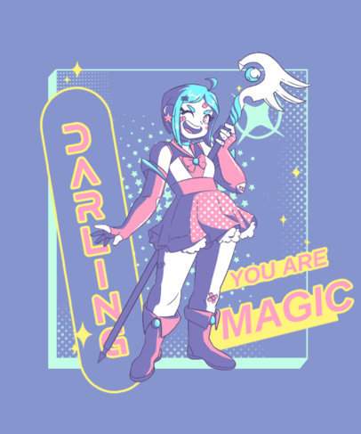 Magical Girls-Inspired T-Shirt Design Generator with an Illustrated Female Character 5754b