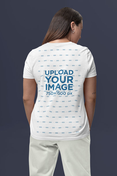 Back-View Bella Canvas T-Shirt Mockup Featuring a Woman in a Studio