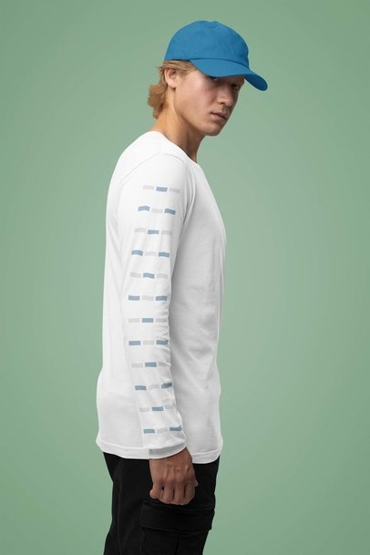 Mockup of a Man Wearing a Bella Canvas T-Shirt with a Customizable Long Sleeve