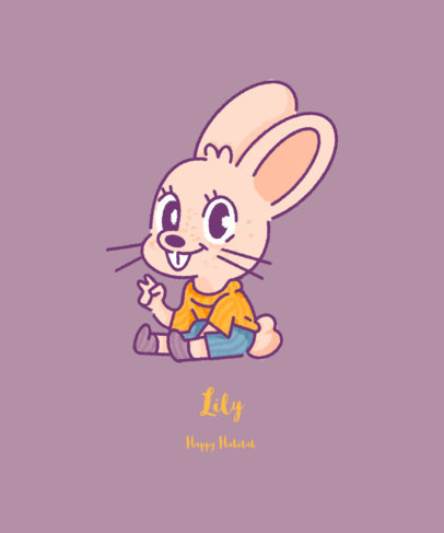 Illustrated T-Shirt Design Template With a Cute Rabbit Graphic 5757c