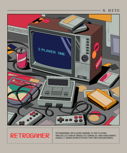 T-Shirt Design Creator With an Illustration of a Retro Video Game Console