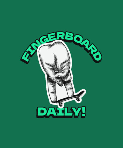 T-Shirt Design Template Featuring a Retro Hand Illustration Skating on a Fingerboard 5485e