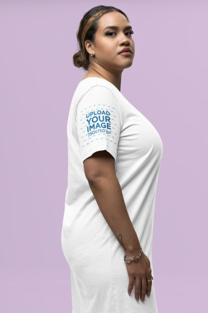 T-Shirt Dress Sleeve Mockup of a Serious Tattooed Woman